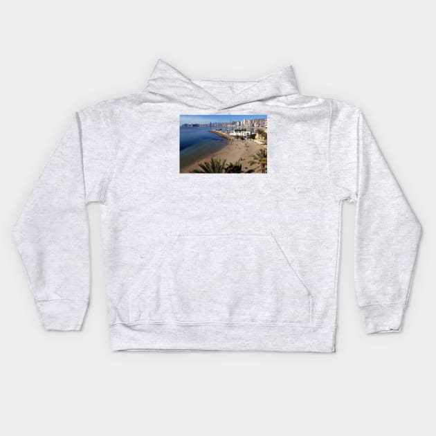 Benidorm Mal Pas Beach Costa Blanca Spain Kids Hoodie by AndyEvansPhotos